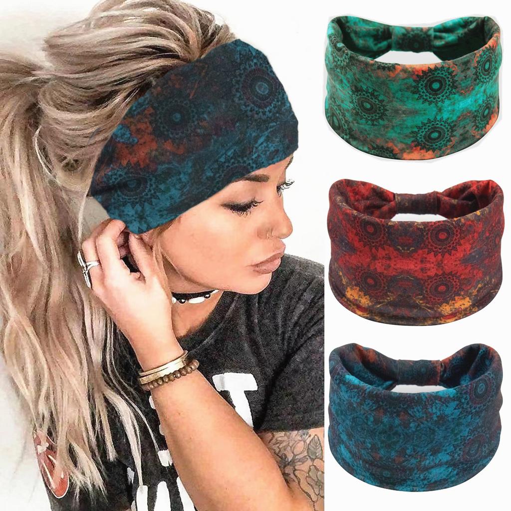 Bohemian Cashew Yoga Übung Stirnband Anti Schweiß und Feuchtigkeit Absorbieren Elastische Baumwolle Stirnband Knoten Stirnband