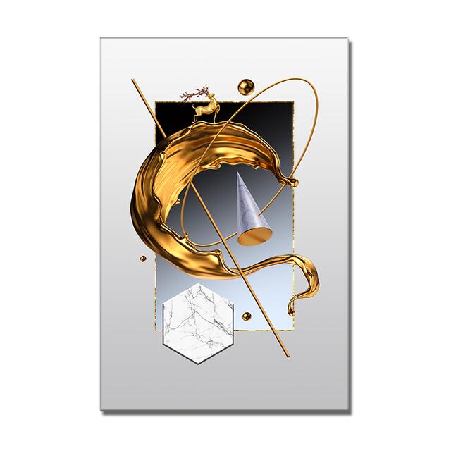 

Абстрактная золотая геометрическая картина на холсте, скандинавские современные постеры и принты, настенное искусство для гостиной, украшения дома 20x30cm