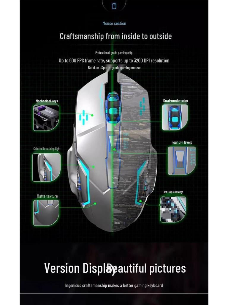 Gaming Keyboard & Mouse Set: True Mechanical Feel, with Headset & Extra Light Option