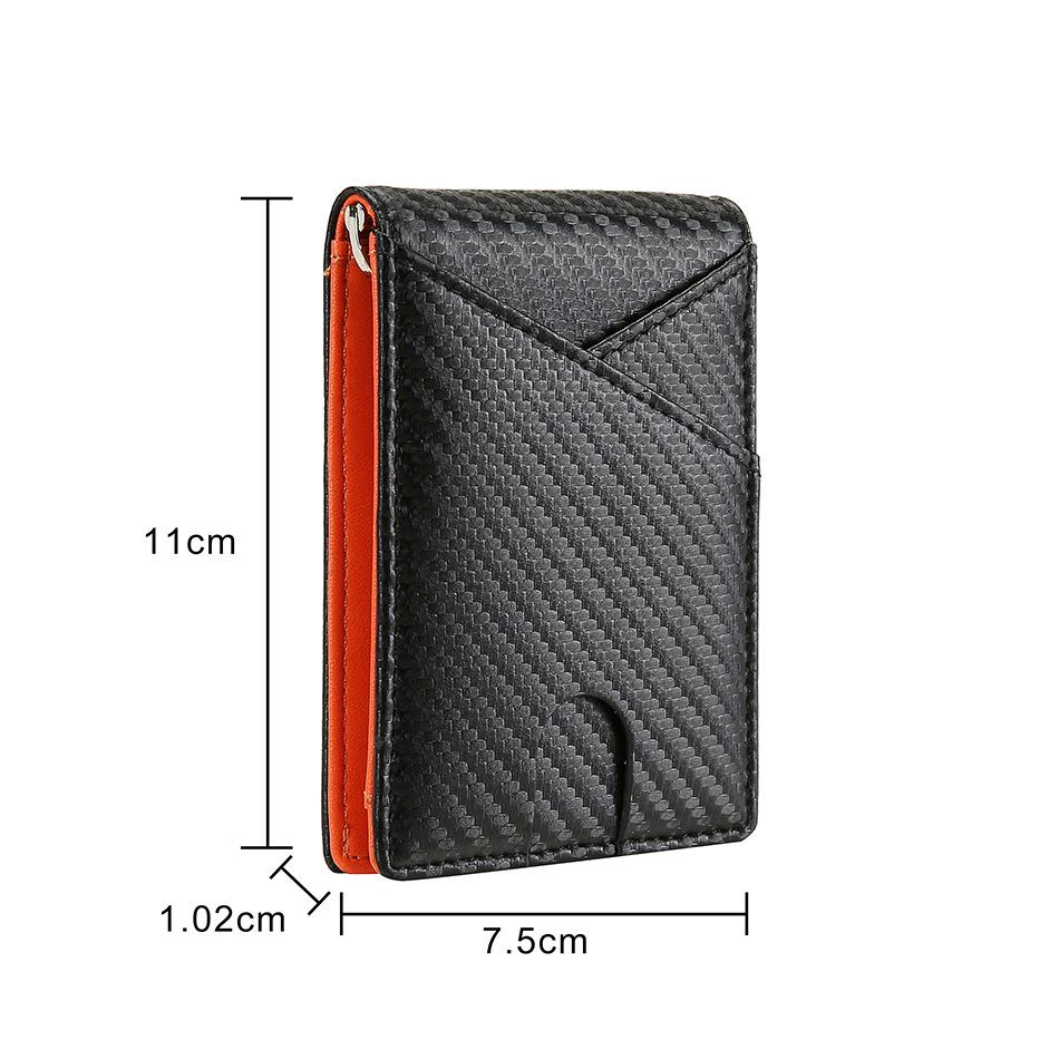 Carbon Fiber Microfiber Leather Money Clip Wallet for Men