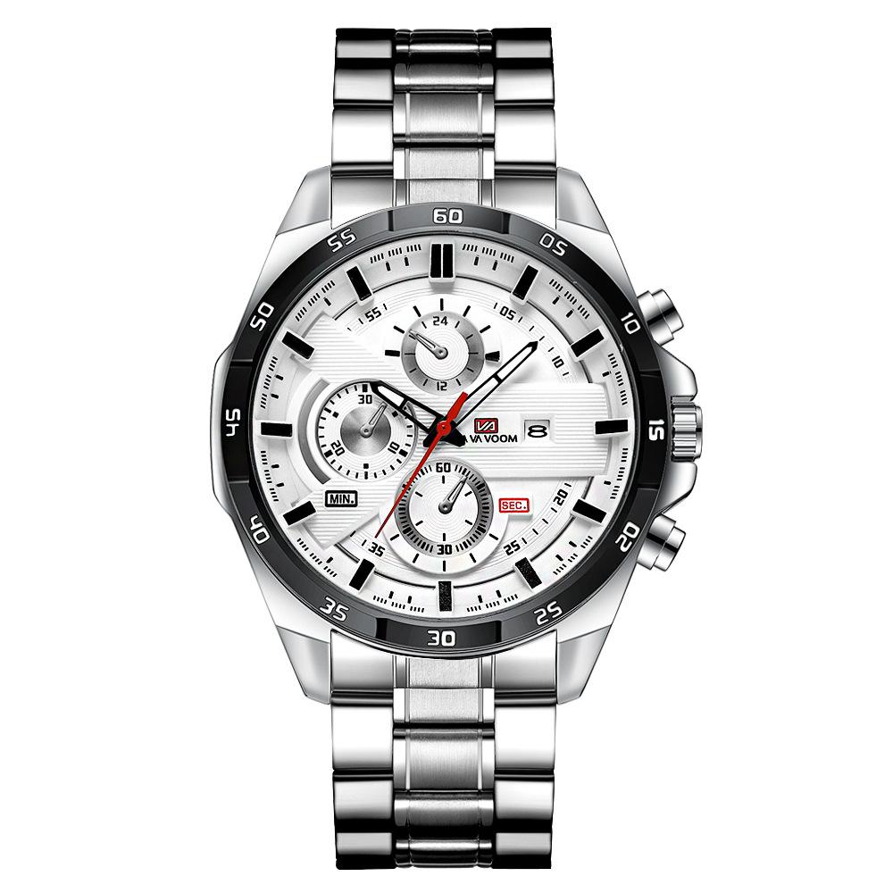 VA VA VOOM Belt Steel Belt Watch, Sports and Leisure Quartz Watch Calendar Men's Watch