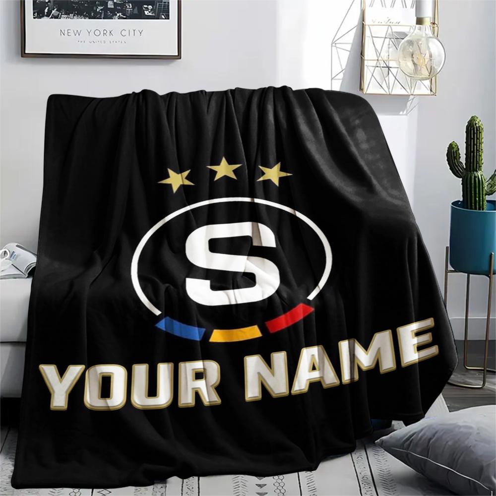 1PC Custom Name AC Sparta Praha Patterned Flannel Blanket Suitable For All Seasons for Home Decor Warmth and Comfort Gifts Holiday Present