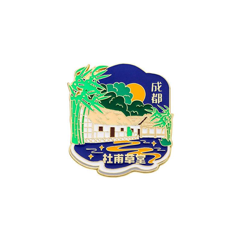 Sichuan Chengdu Cultural Tourism Scenic Spot Brooch Alloy Panda Badge Souvenir Peripheral For Wuhou Temple Du Fu Thatched Cottage