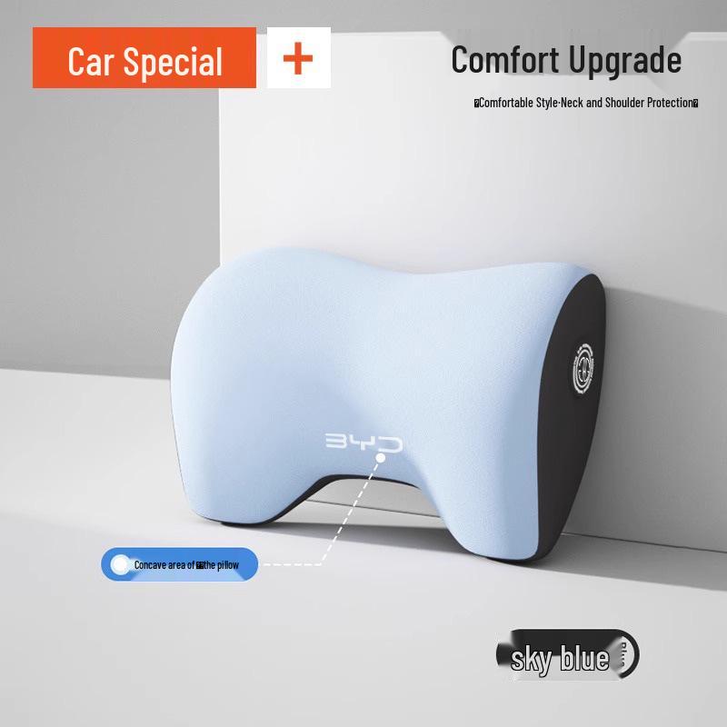 Příslušenství pro vozy BYD: Opěrky hlavy, Bederní opěrky, Polštářky a Chrániče krku pro modely Qin Plus, Song Pro, Seagull, Seal, Han.