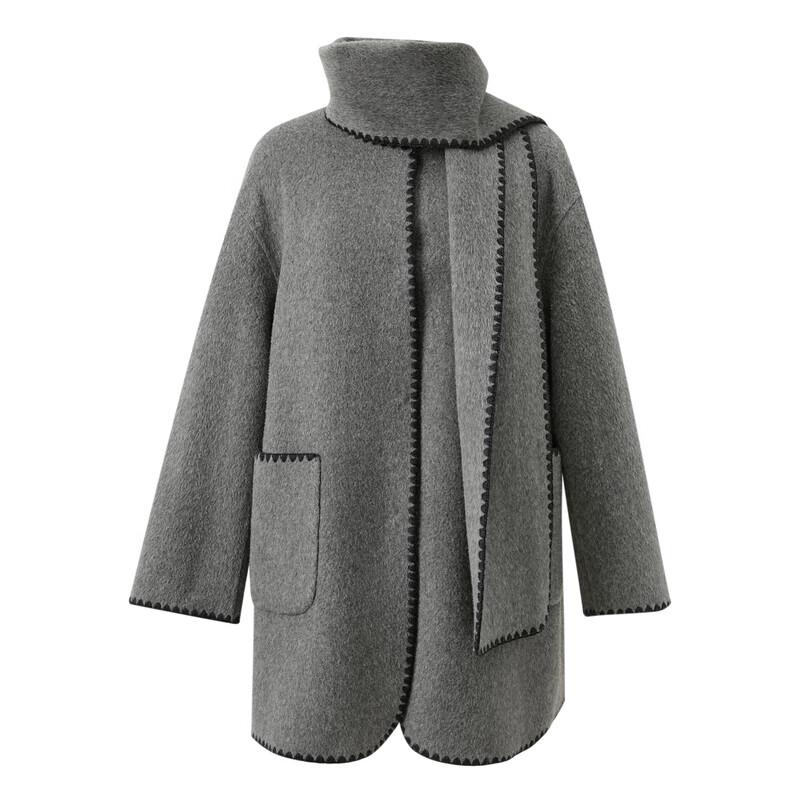 SanCai Women's 100% Merino Wool Double-Faced Winter Coat