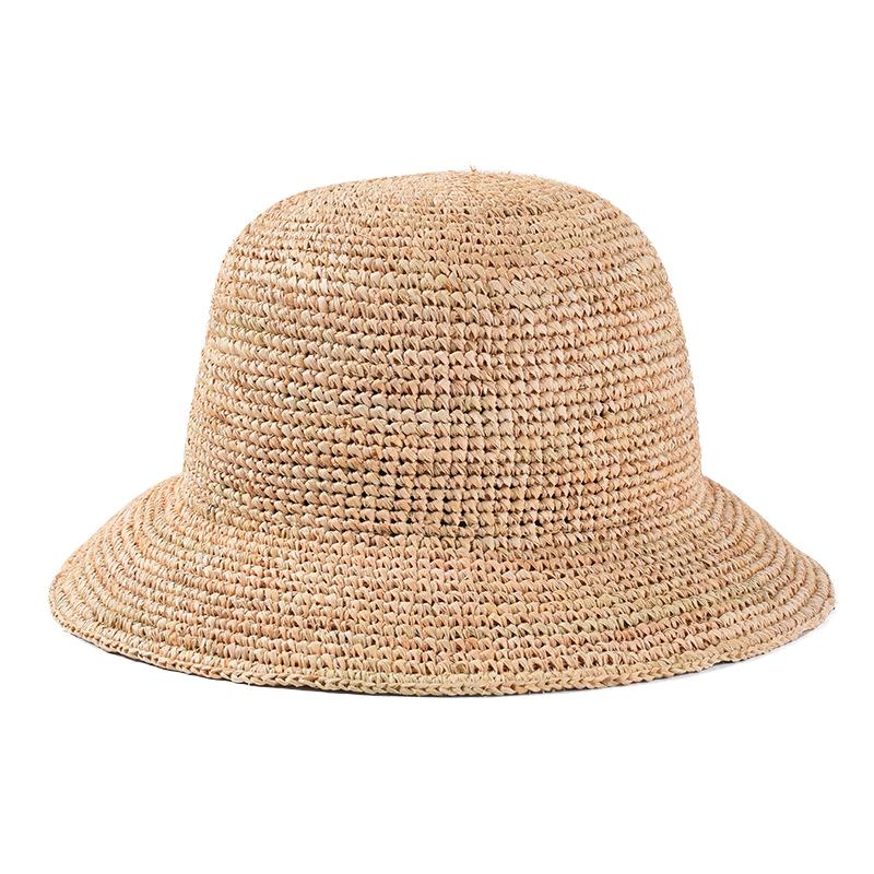 

RH Handmade Ladies Crochet Natural Raffia Straw Bucket Hat Spring Summer Beach Floppy fisherman Caps 56-58cm women природний