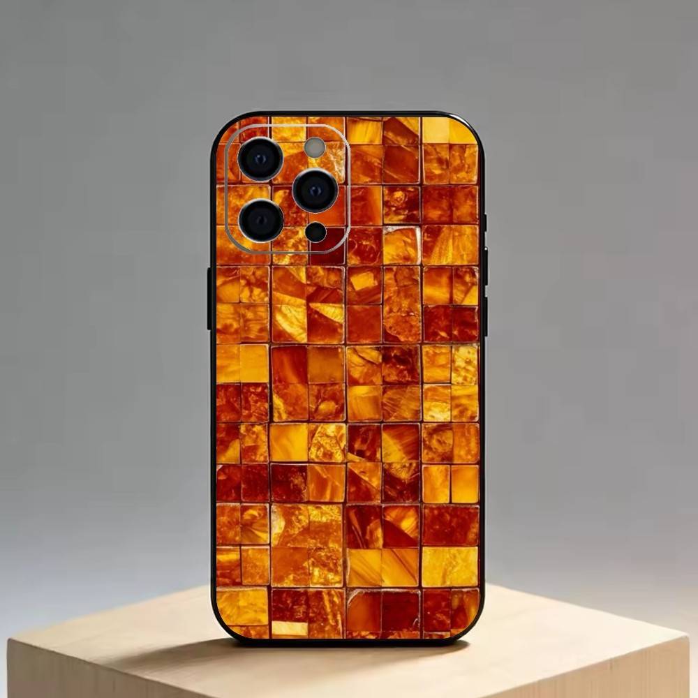 Retro Amber Texture Laser   Phone Case Silicone Soft For IPhone 17 16 15 14 13 12 11 X XR Plus Pro Max Plus