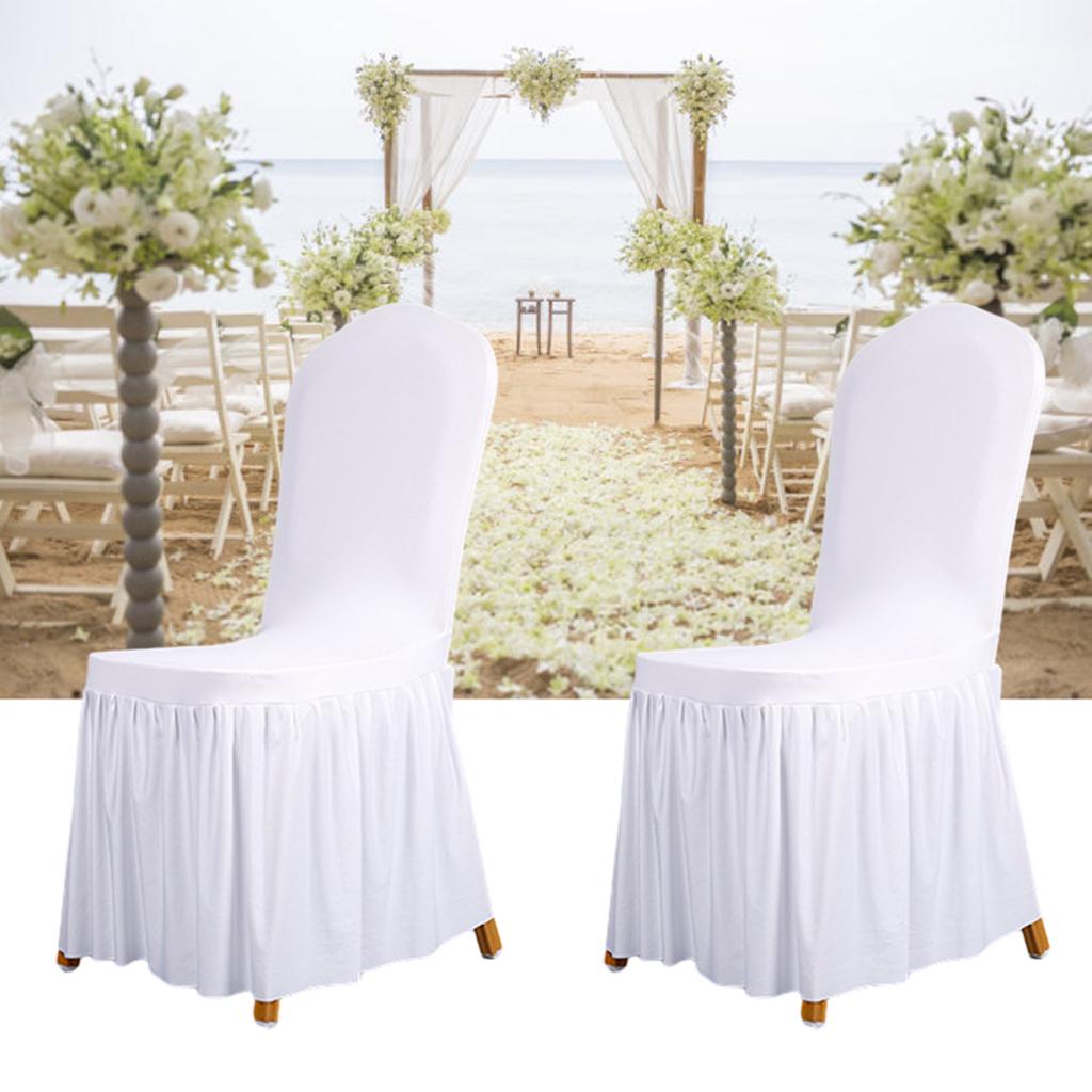Wedding Chair Cover for Dining Room Universal Stretch Chair Cover with Skirt Removable Chair Slipcover for Kitchen Hotel