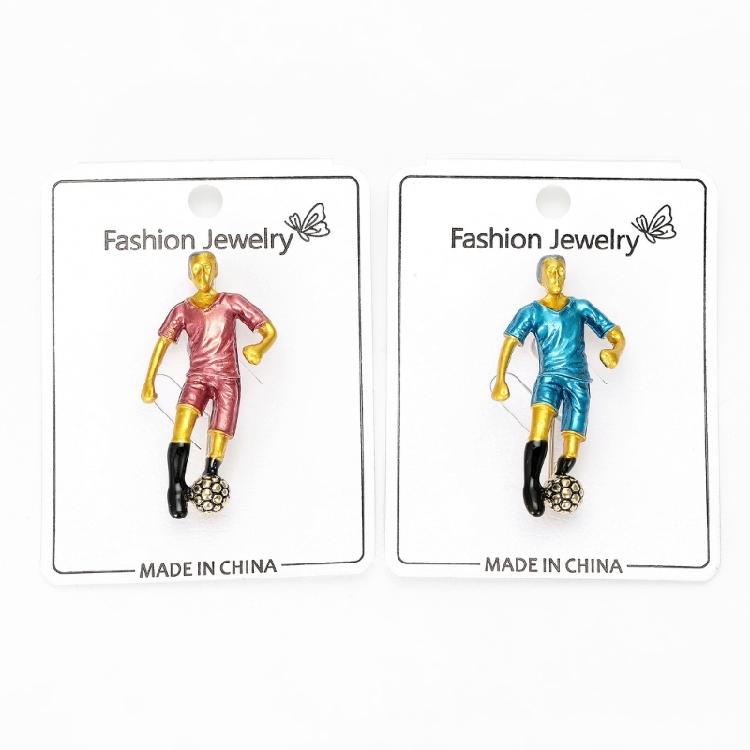 Vibrant Soccer Enamel Brooch Football Player Jewelry Elegant Clothing Accessory For Outfit Enhancement