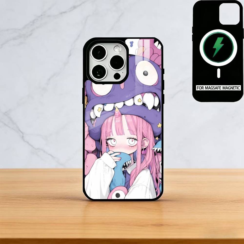Chibi-Mädchen-Handyhülle für iPhone 17, 16, 15, 14, 13, 12, 11 Plus und Pro, magnetisch mit MagSafe-Ladefunktion