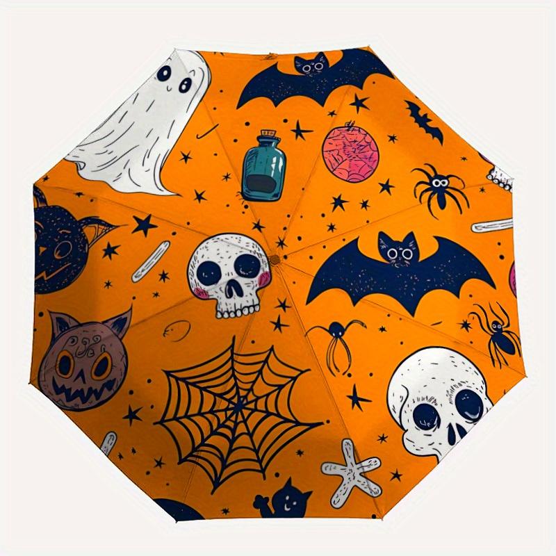 

1pc Halloween Automatic Folding Umbrella - 8-Rib Iron Frame, Portable Sunshade with Plastic Handle yy250731235