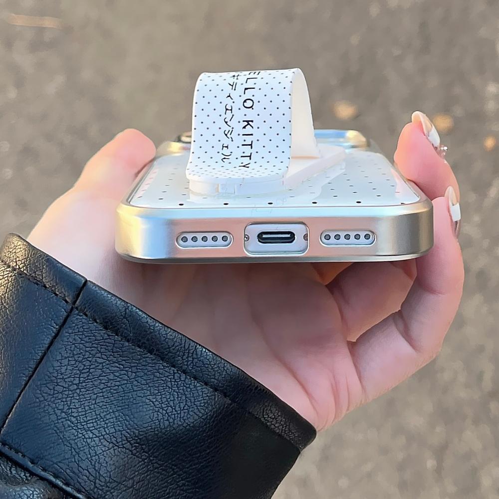 Electroplating Wave Point With KT Bracket Phone Case For iPhone 17 16 15 14 Pro Max Cover With Stand Shockproof Protective Cases