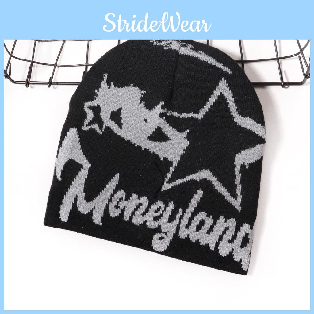 Street Star Style Letter Pattern Neutral Warm Knitted Hat For Autumn And Winter