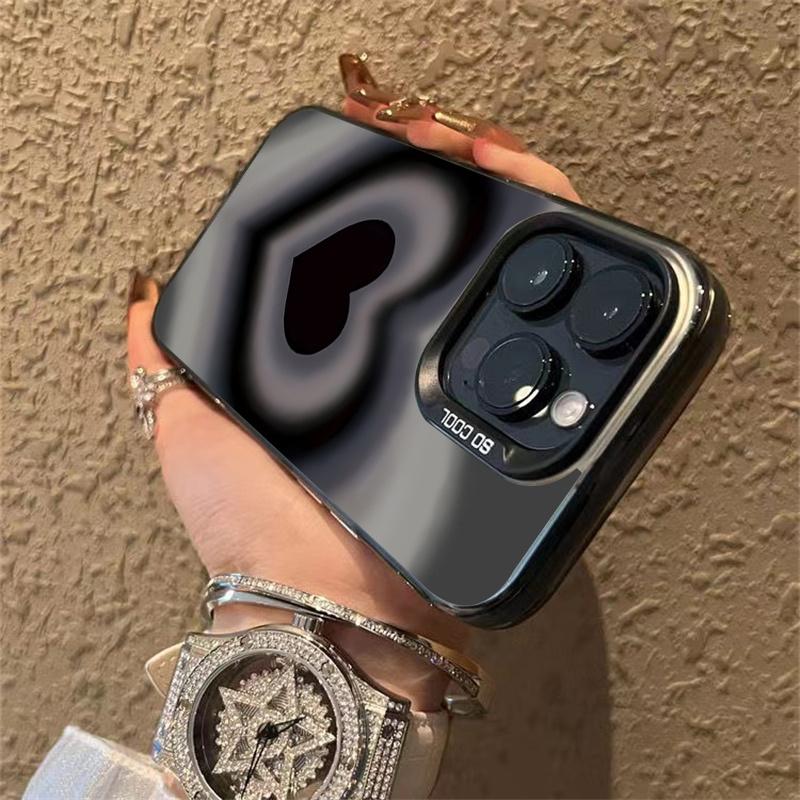 Case For Samsung Galaxy S24 Plus S21 FE S22 S23 Ultra A15 A35 A55 A52 A53 A54 A14 A05 A05S Gradient Black Heart Plating Cover