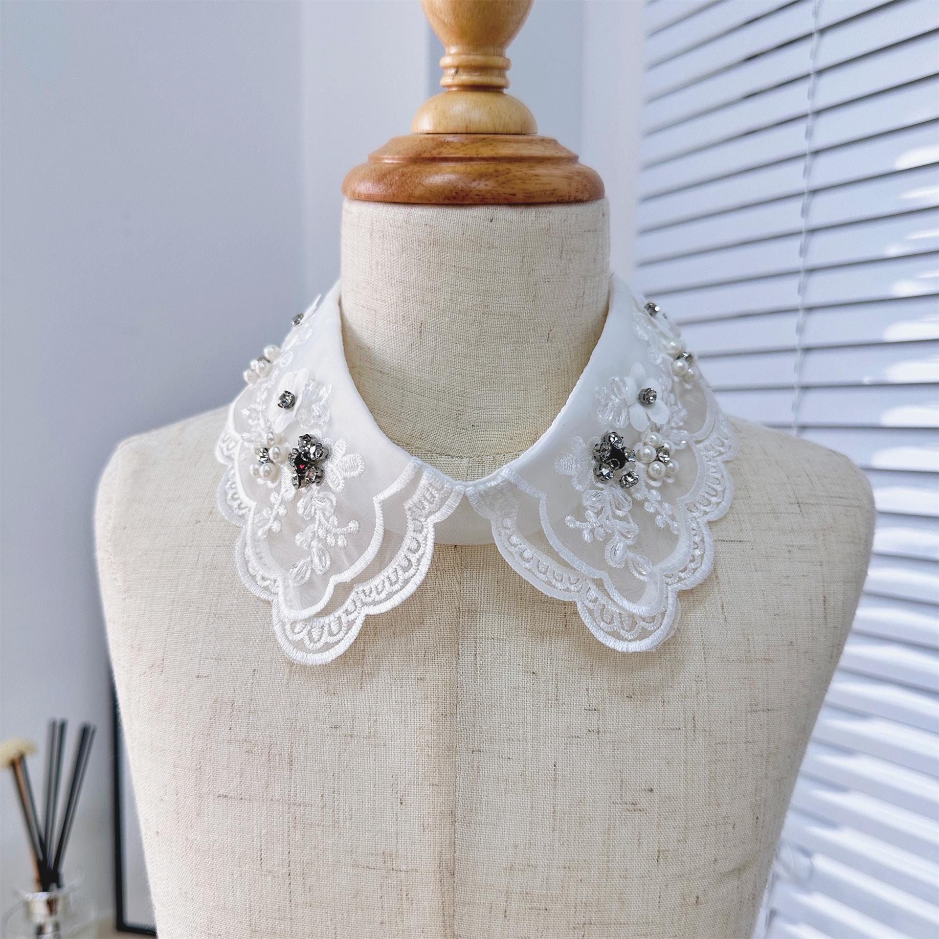 

Versatile 2025 Girl s White Beaded Peter Pan Collar Accessory