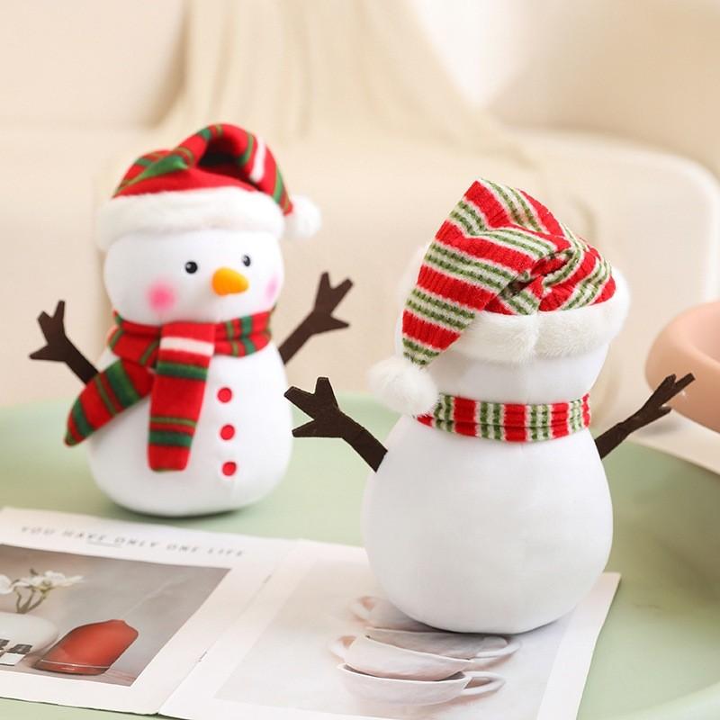 Adorable Plush Snowman Doll For Bedroom Decor Soft Stuffed Toy For Kids Christmas Gift