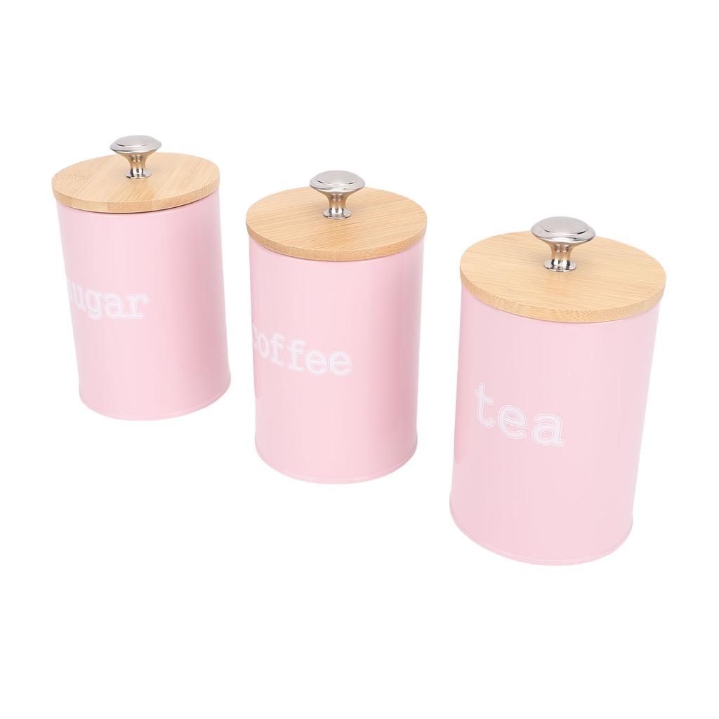 3pcs Storage Canister Multifunctional Airtight Iron Storage Jar with Lid for Tea Coffee Sugar