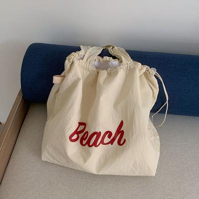 Neue Sommer Kordelzug Nylon Stofftasche Lässiger Stil Tragetasche Damen Pendler Schultertasche Große Kapazität Canvas Tasche Trendy