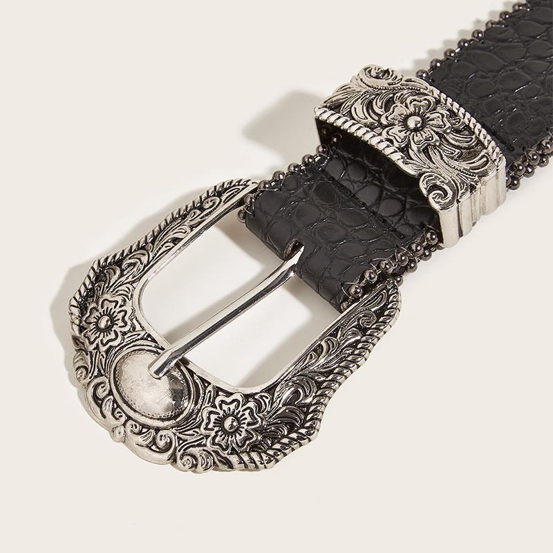 Goth Y2k Women Black Punk Accessory 3.8cm Waistband Belt Boho Unisex Jeans Belt