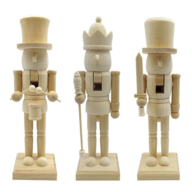 25,5 cm Casse-Noisettes de Noël Roi Soldat Bois Casse-Noisettes Inachevés Figurine Artisanat Peinture Marionnette Non Peinte Ornement
