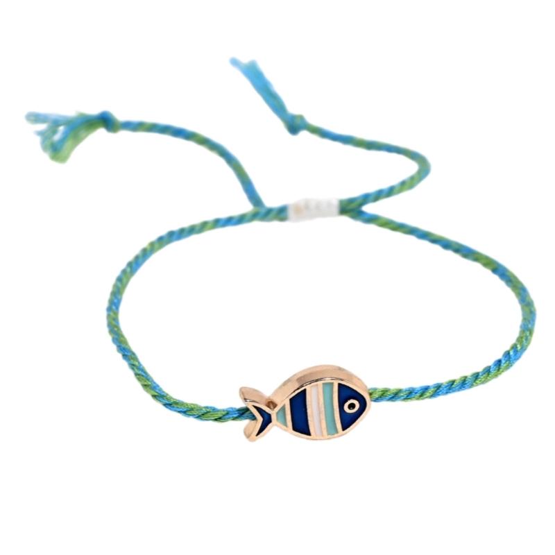 Modern Fish Charm Braided Jewelry Adjustable Length Handchain Alloy Pendant Bracelet For Stylish Daily Accessories