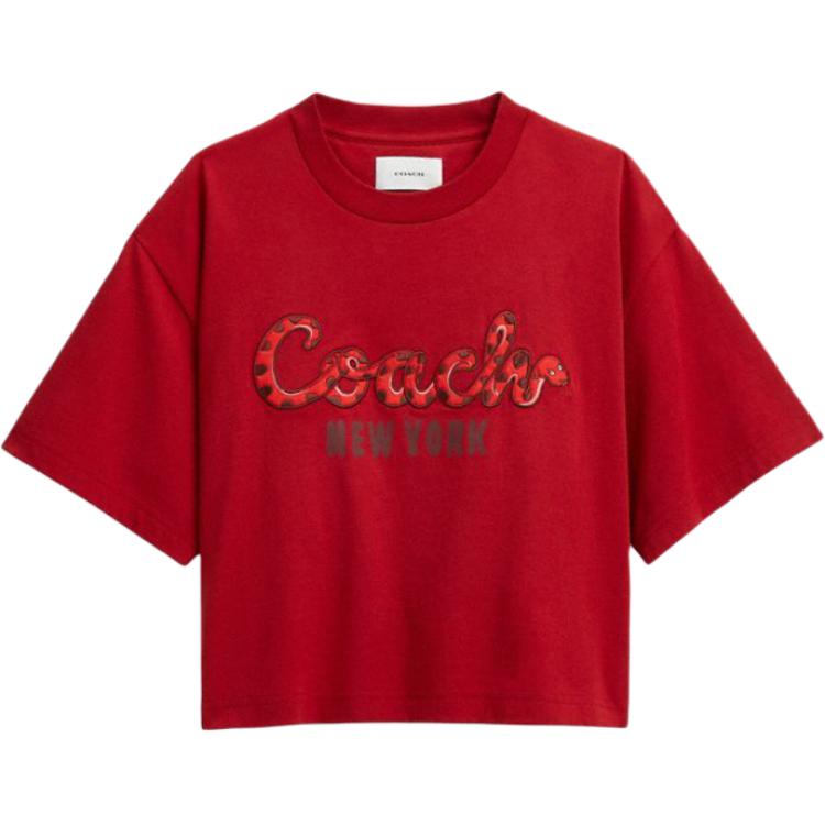 Coach Solid Color Short Sleeve Round Neck T-Shirt Women tops Red CX311-RED