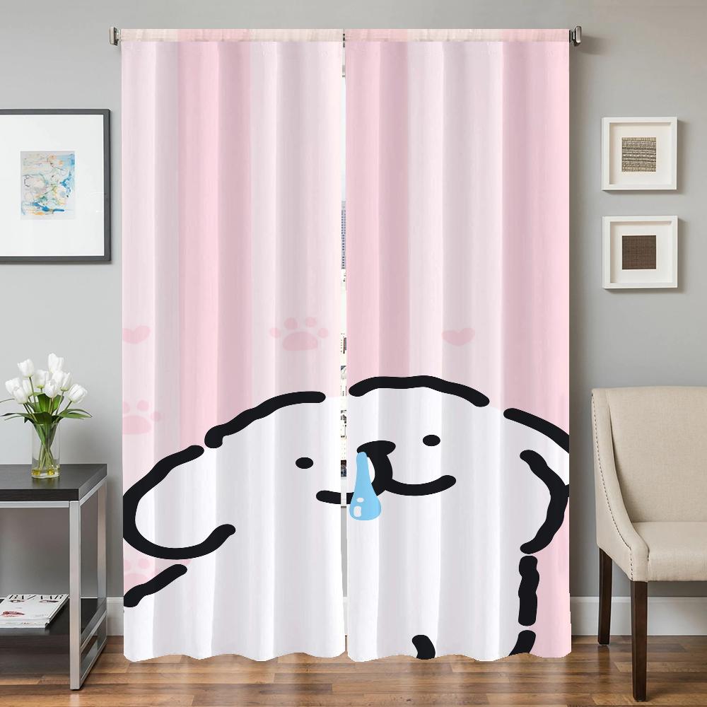 Home Interior Kitchen Curtains for Living Room 2 Pieces Blackout Curtains Door Curtain Maltese Dog Partition Bedroom Decoration