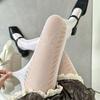Bowknot Twist Stripe Jacquard Sheer Pantyhose With Breathable Lace Design Solid Color Hollowout Fishnet Tights for Women