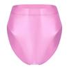 Womens Shiny High Waist Briefs Swimsuit Bottom Beachwear Underwear