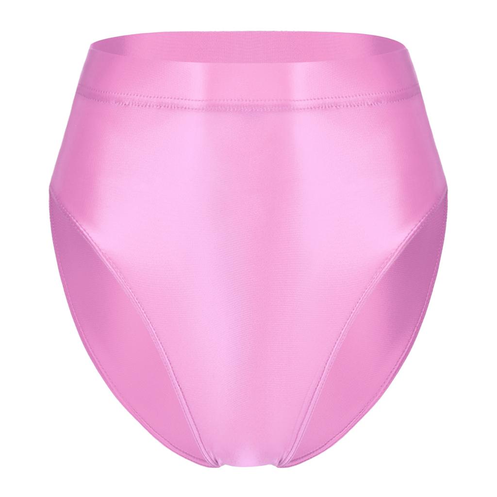Womens Shiny High Waist Briefs Swimsuit Bottom Beachwear Underwear