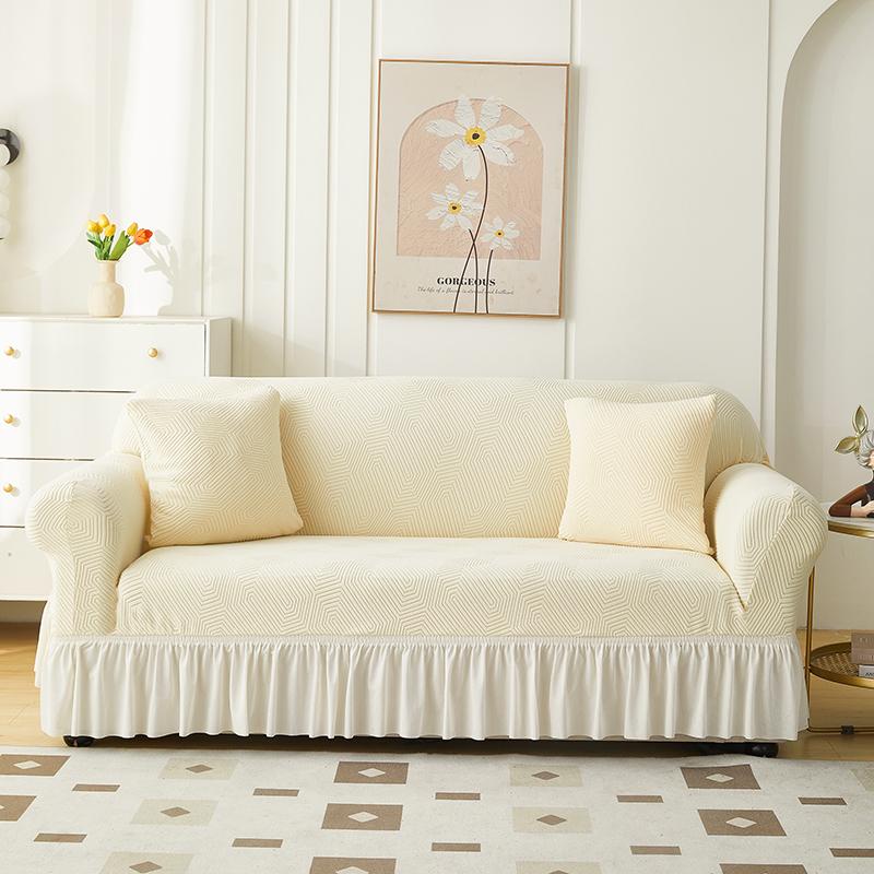 1Pcs  Jacquard Elastic Sofa Cover With Skirt All-Inclusive Sofa Cover for Living Room 1/2/3/4 Seater