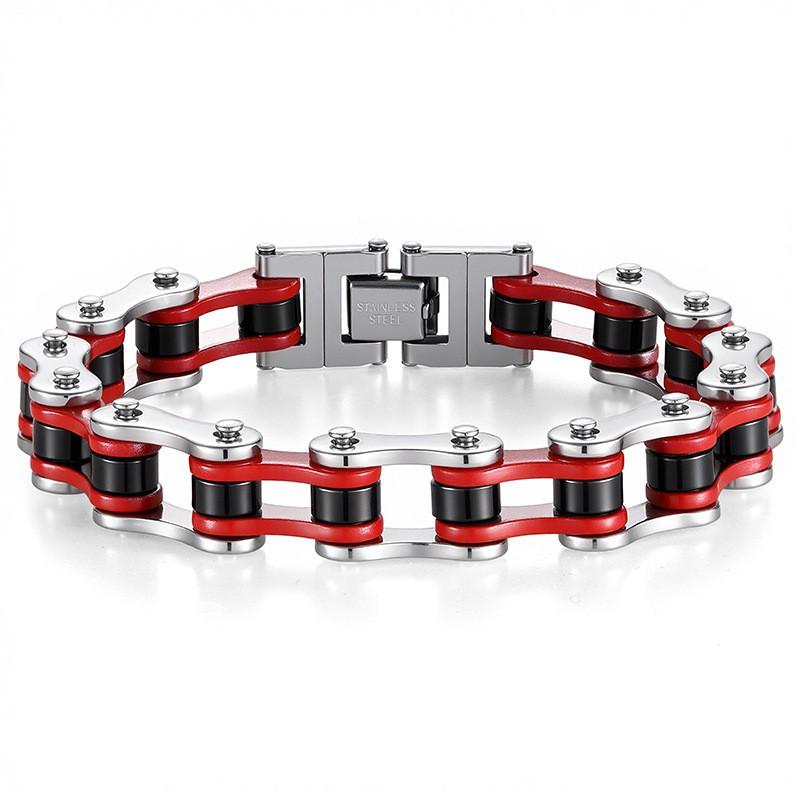 Stainless Steel Chain Bracelet Men Women Cycling Biker Punk Style Adjustable Safety Wristband
