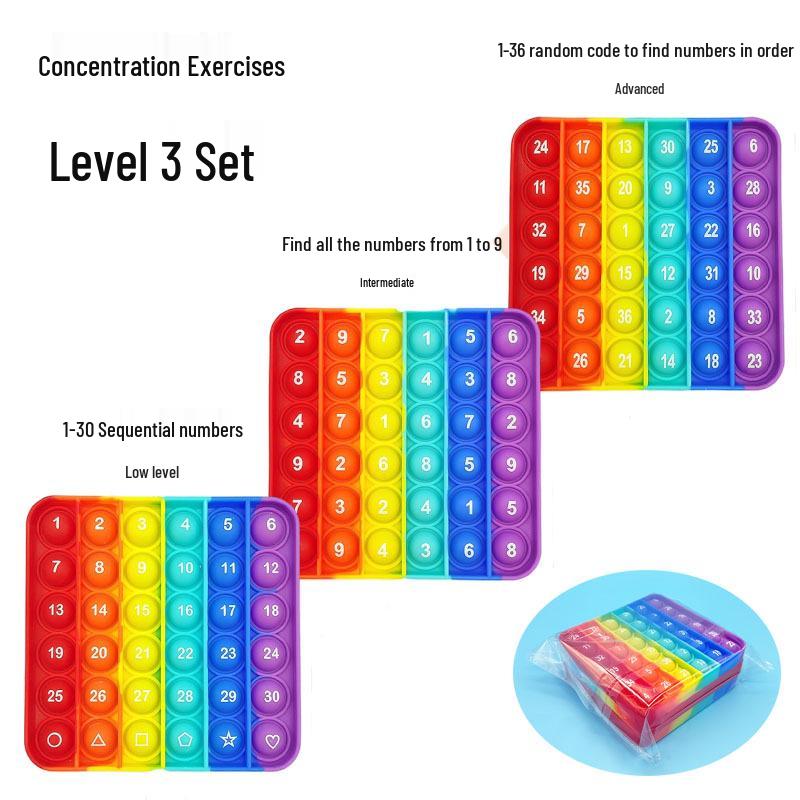 24cm Silicone Rainbow Kids' Learning Toy: Letters, Numbers, Multiplication Pop-It Fidget