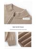 Men's Cashmere Zipper Sweater - Solid Color, Half-High Collar, Long Sleeve, Casual Fit.