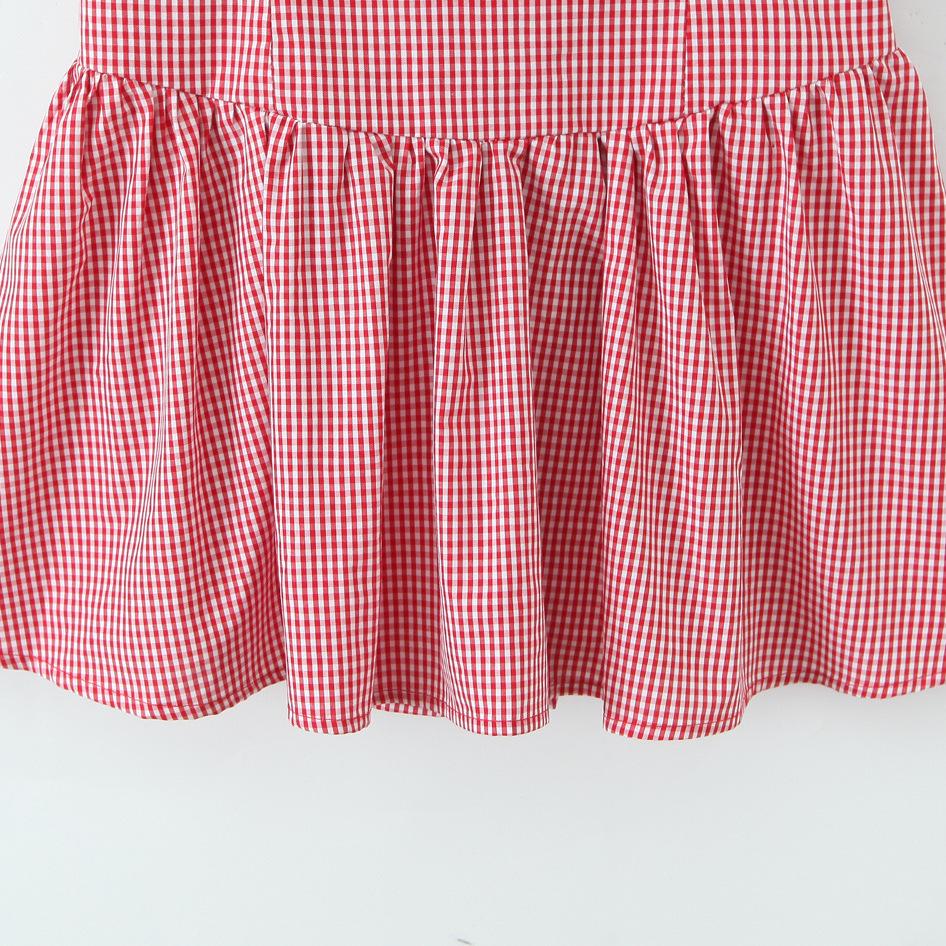 2026 Sweet Plaid Yarn-Dyed Halter V-Neck Mini Dress with Sexy Open Back