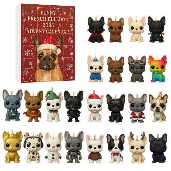 Christmas Dog Advent Calendar 24 Days Acrylic Ornament for Tree Decor Festive Countdown Surprise