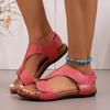 New European and American Style Velcro Flat Sandals Women's Large Size Fish Mouth Roman Shoes Comfortable and Breathable Beach Wear