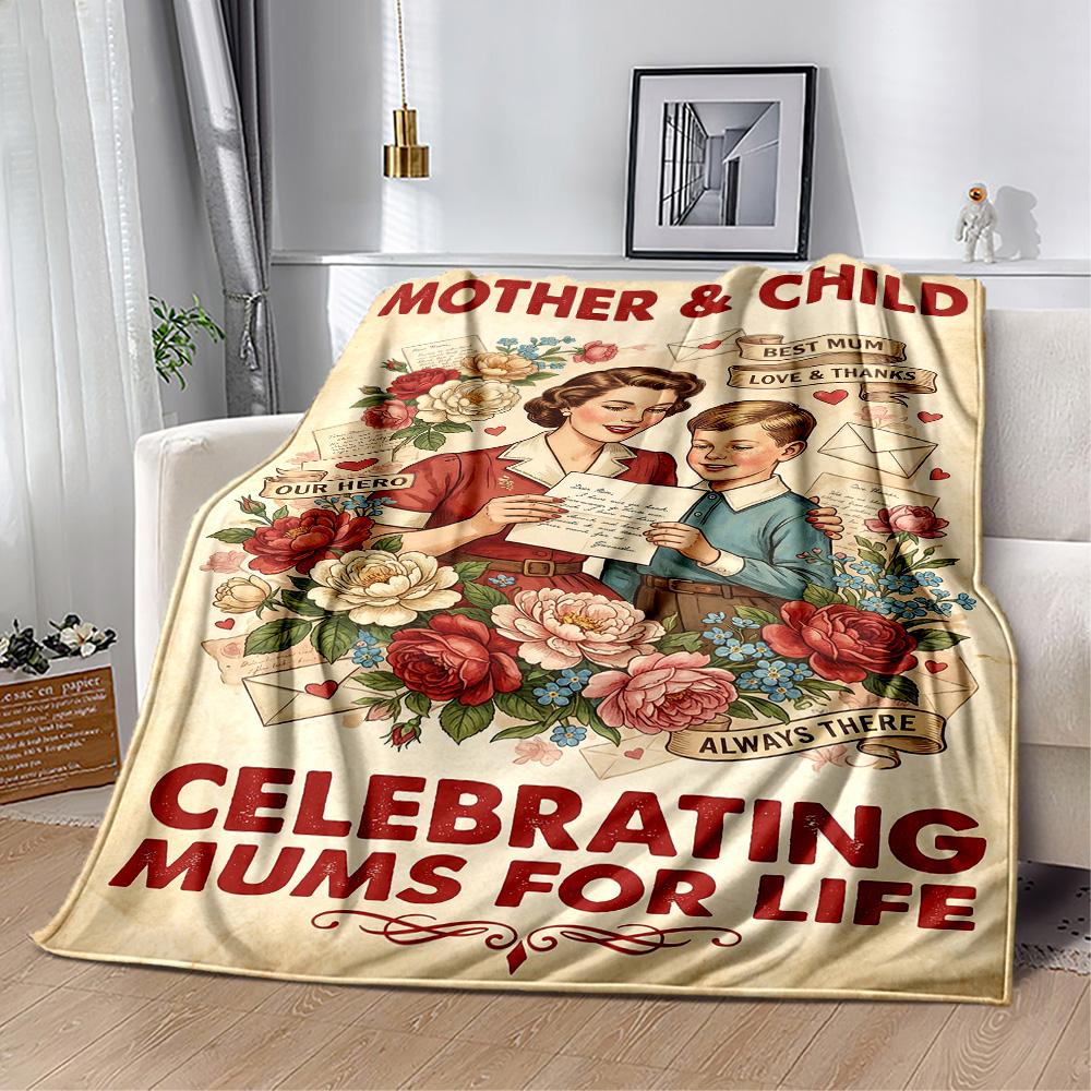 Mother's Day Greeting Card Blanket Suitable for Sofas,travel, Living Rooms Also a Good Gift for Friends and Family Suitable for All Seasons.