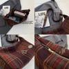 Modna Torba Crossbody z Polarowego Materiału Wzór w Kratkę Zamek Błyskawiczny Torba Podręczna Duża Pojemność Koreański Styl Torby na Ramię Codzienne Użycie
