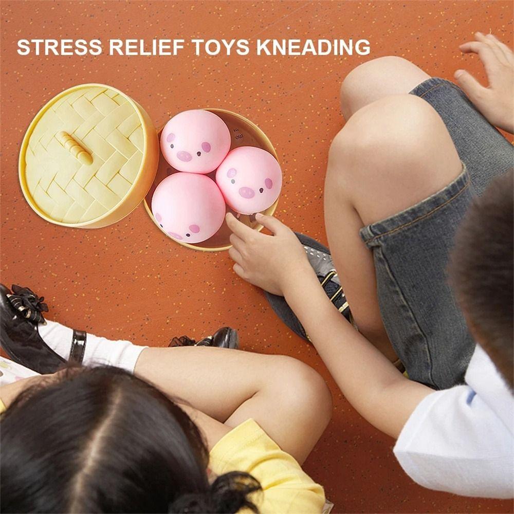 Steamer Animal Dumpling Toys Steamed Dumpling Dog Bun Squeeze Balls Mini Squeeze Toys Boys Girls