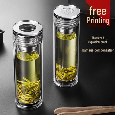 Double-Walled High Borosilicate Glass Cup, Heat Resistant Insulated Transparent Tea Cup.