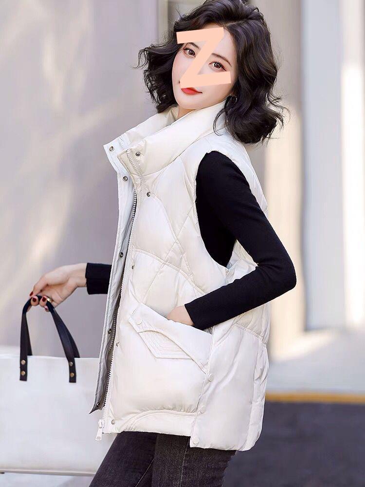 Women's Korean Style White Duck Down Vest - Autumn/Winter 2025, Short, Loose, Thickened, Versatile Sleeveless Outerwear