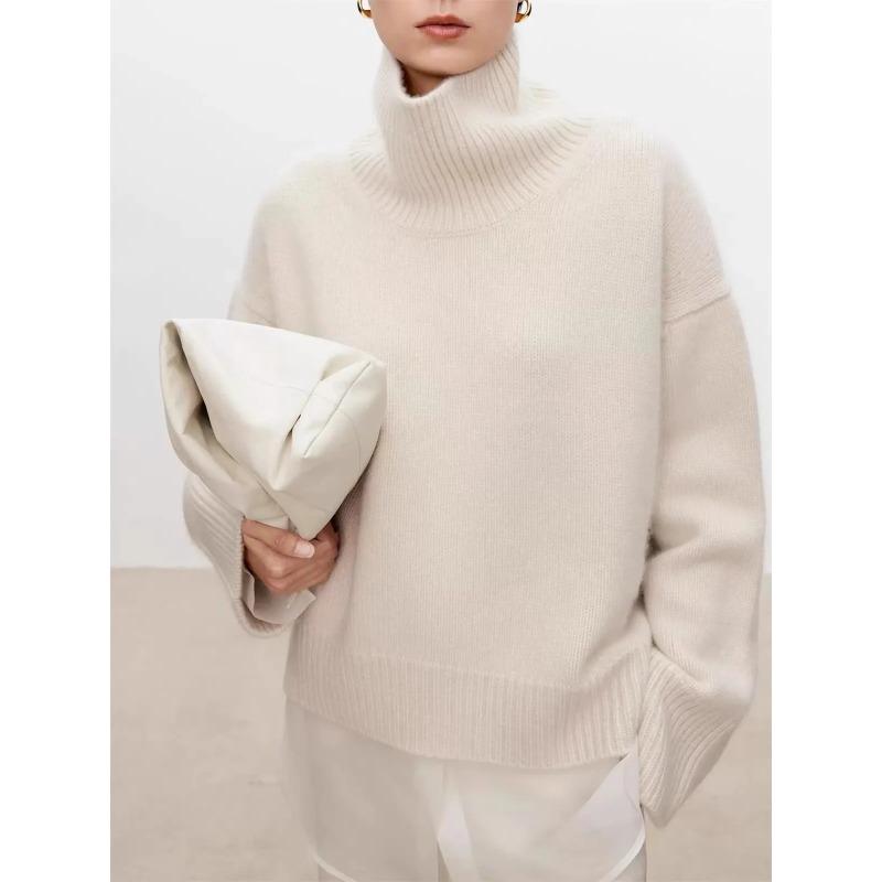 Thickened Turtleneck Sweater Women's Loose Lazy Knit Silhouette Sweater European Products