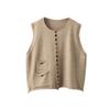 Dimanaf 2025 Autumn Women Sleeveless Buttons Vest Sweaters Style Loose Knitting Casual Sweater