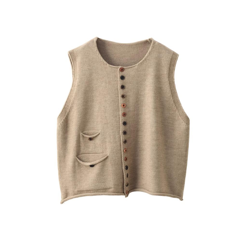 Dimanaf 2025 Autumn Women Sleeveless Buttons Vest Sweaters Style Loose Knitting Casual Sweater