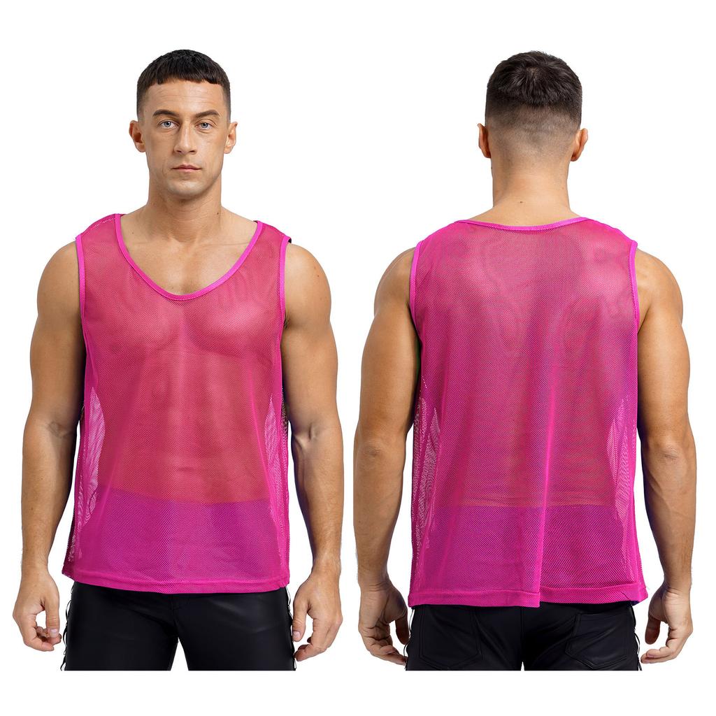 Gilet d'entraînement en maille ajourée pour homme Sport d'équipe Col rond Sans manches Débardeur Musculation Clubwear Tenue de plage