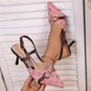Summer New Pointed Toe Metal Chain High Heel Sandals,Women Thin Heel Closed Toe Sandals