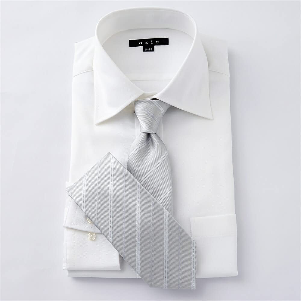 [Ojie] Men's Tie, Silver, 100% Silk, Made in Japan, Formal Tie, Ceremonial Wear, Wedding, Reception, Business