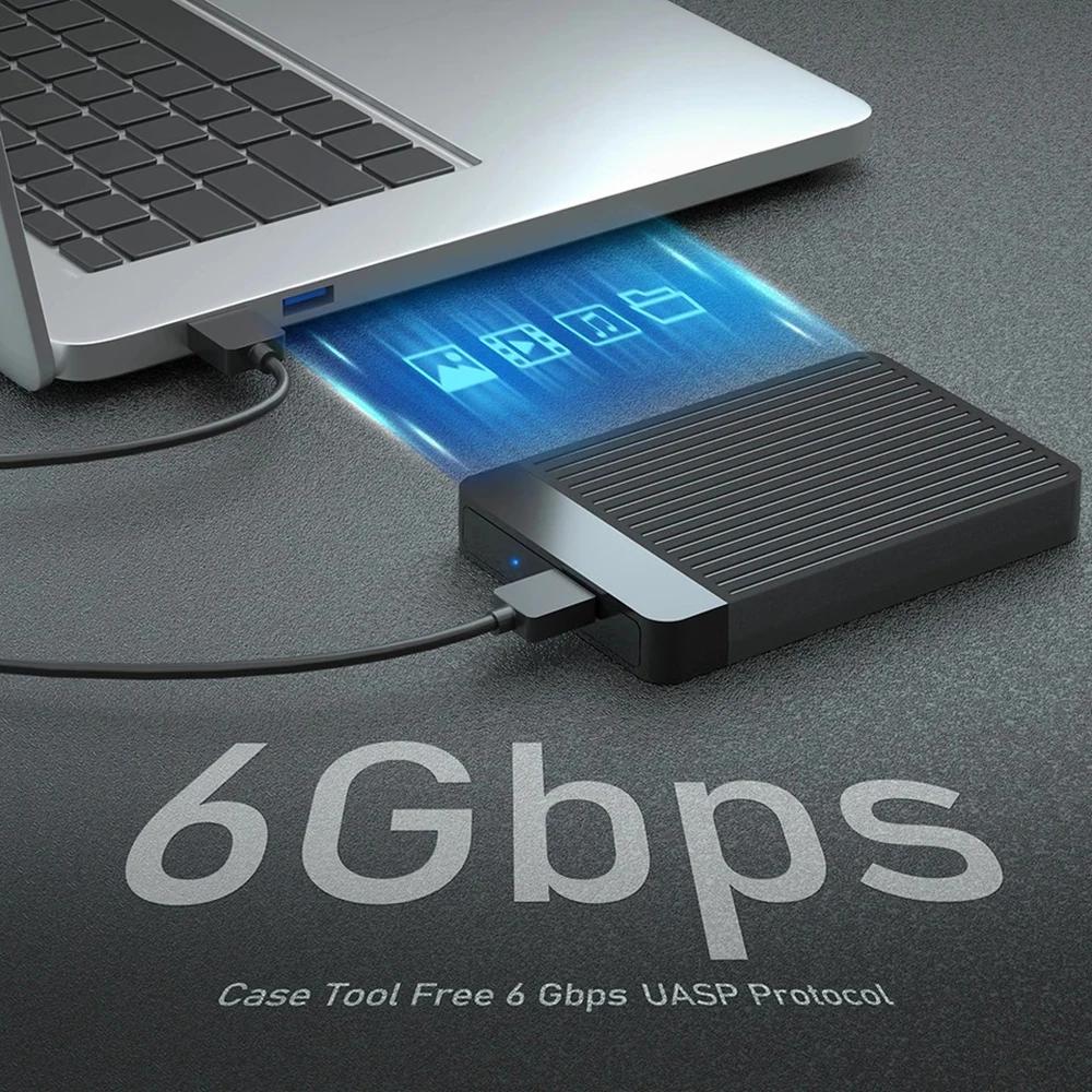 2.5 Inch SSD Case External Hard Disk Drive Adapter SATA HDD Enclosure USB C 3.1 6Gbps For PC MacBook Laptop HD Disk Storage Box