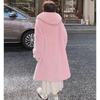 Winter Lammfellmantel für Damen mit Kapuze Lange Jacke aus Kunstfell Warm Verdickt Plüsch Oberbekleidung Süßer Stil